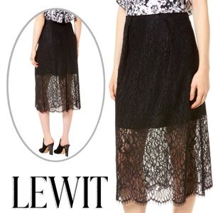 LEWIT🌹Stunning Partially Sheer Lace Midi-Skirt!